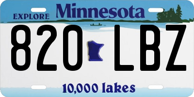 MN license plate 820LBZ
