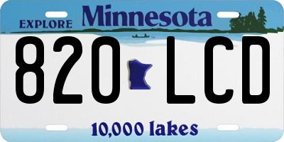 MN license plate 820LCD