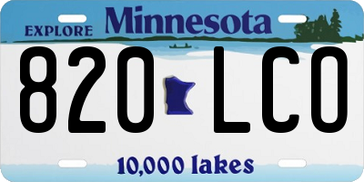 MN license plate 820LCO