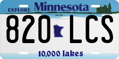 MN license plate 820LCS