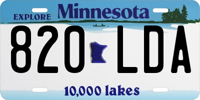 MN license plate 820LDA