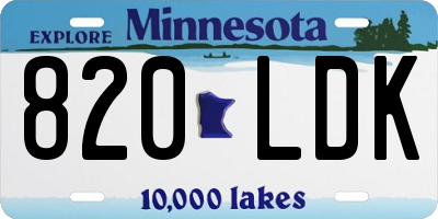 MN license plate 820LDK