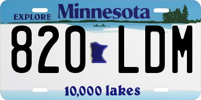 MN license plate 820LDM