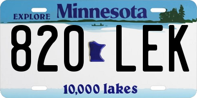 MN license plate 820LEK