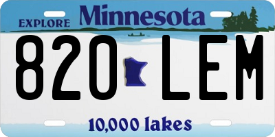 MN license plate 820LEM