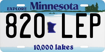 MN license plate 820LEP