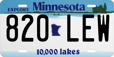 MN license plate 820LEW