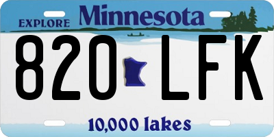 MN license plate 820LFK