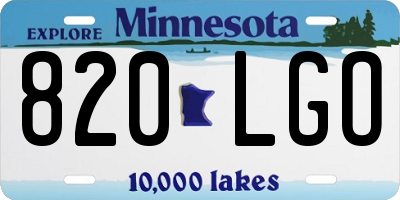 MN license plate 820LGO