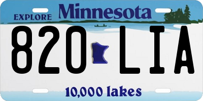 MN license plate 820LIA