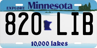 MN license plate 820LIB