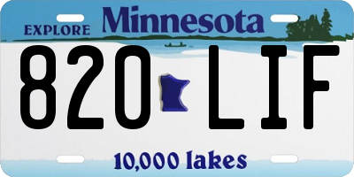 MN license plate 820LIF