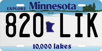 MN license plate 820LIK
