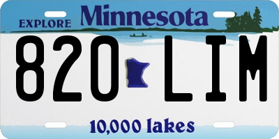 MN license plate 820LIM