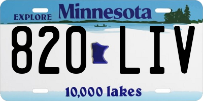 MN license plate 820LIV