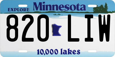 MN license plate 820LIW