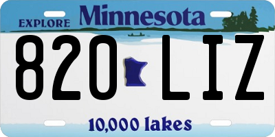 MN license plate 820LIZ