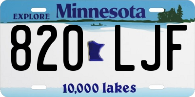 MN license plate 820LJF