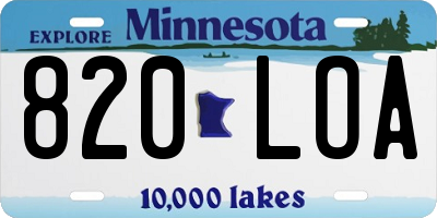 MN license plate 820LOA