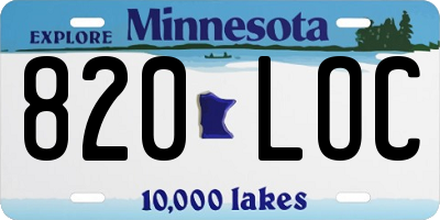 MN license plate 820LOC