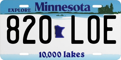 MN license plate 820LOE