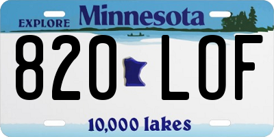 MN license plate 820LOF