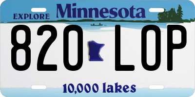 MN license plate 820LOP