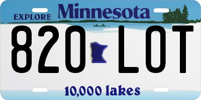 MN license plate 820LOT