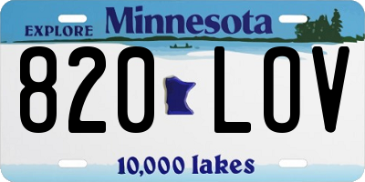 MN license plate 820LOV