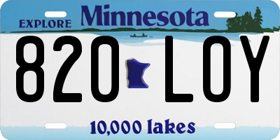 MN license plate 820LOY