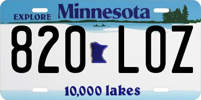 MN license plate 820LOZ