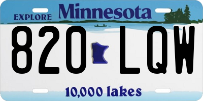 MN license plate 820LQW