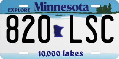 MN license plate 820LSC