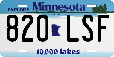 MN license plate 820LSF