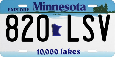 MN license plate 820LSV