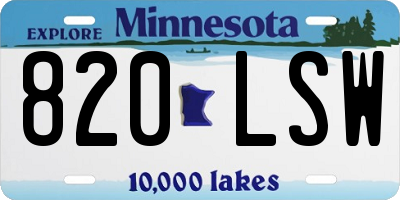 MN license plate 820LSW