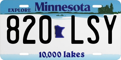 MN license plate 820LSY