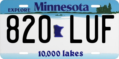 MN license plate 820LUF