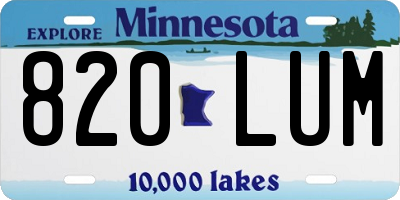 MN license plate 820LUM