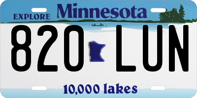MN license plate 820LUN
