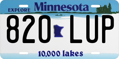 MN license plate 820LUP