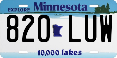 MN license plate 820LUW