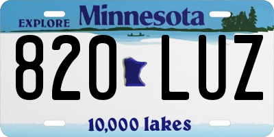 MN license plate 820LUZ