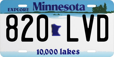 MN license plate 820LVD