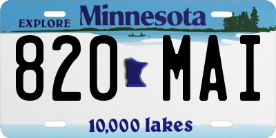 MN license plate 820MAI