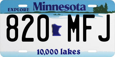 MN license plate 820MFJ