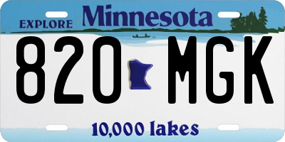 MN license plate 820MGK