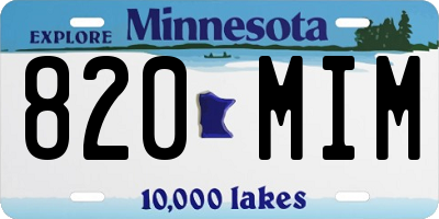 MN license plate 820MIM