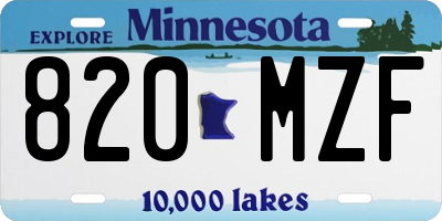 MN license plate 820MZF