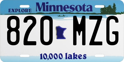 MN license plate 820MZG